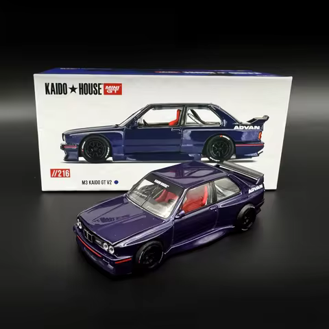 KAIDO+MINIGT 1:64 E30 M3 GT V2 Wide-body ADVAN Blue Purple alloy car Model #216