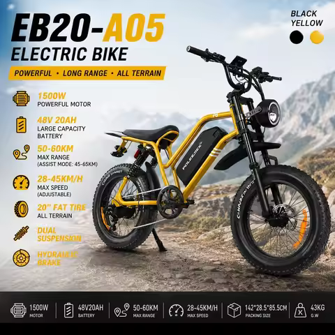 OBX EB20-A05 E-Bike 1500W Electric Bike 48V20Ah Battery 20” Fat Tire E-Bike for Off-Road Adventure U