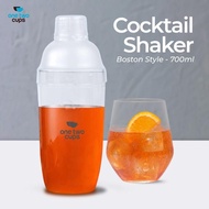 Cocktail Shaker Large Clear Plastic Durable Strong Thick Premium One Two Cup 700ML Cocktail Shaker G