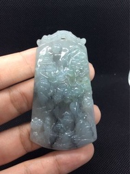 天然翡翠-冰種飄花山水牌