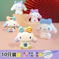 贝可麦拉（beikemaila）儿童石膏娃娃彩绘绘画小熊白模涂鸦DIY幼儿园填色玩具活动节礼物 10个玉桂狗白胚+12色颜料2画笔