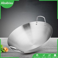 [Ababixa] Steel Saute Pan Handle Multifunction Easy to Clean Thickened Wok Cooking Pot Chinese Pan for Household Scrambled Eggs BBQ