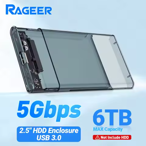 RAGEER External Hard Drive Case 2.5" HDD Enclosure USB3.0 To SATA III for 7mm/9.5mm 2.5" HDD Compati