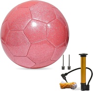 Glitter Soccer Ball Set with Pump – Size 3 4 5 Pink Gold Purple Training Balls for Youth Teens and A