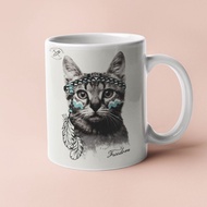 Coffee Motif Mug Glass Cute Cat Indian Apache Ceramic Mug Keko