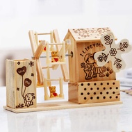 White Windmill Music Box Creative Wooden Music Box Clockwork Music Box Wooden Craft Decoration Birth
