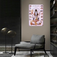 Shiva with with 12 Jyotirlinga and with His Cow Nandi In Himalaya a Hindu Religious Poster with Fram