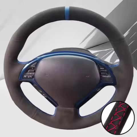 Braid Car Steering Wheel Cover Wrap Hand Sewing Suede Leather For Infiniti G25 G35 G37 X30 EX35 EX37