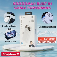 SHOUHUZHE 20000mAh Power Bank – Built-in C+L+iOS Cables, Fast Charge, CCC Certified Singapore Seller