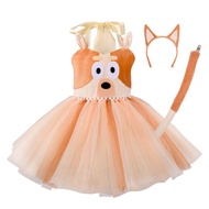 Bluey Party Dress Up ฮาโลวีนเครื่องแต่งกายคอสเพลย์ชุด Stage Performance เครื่องแต่งกายสุนัขบิงโกตาข่
