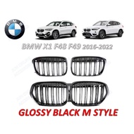 BMW X1 F48 F49 2016-2022 Front Grille Kidney Grilles Glossy Black M Style Front Bumper Grillrefit