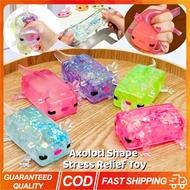 Cartoon Axolotl Shape Stress Relief Toy Fidget Sensory Toy Squishy Maltose with Sequins Stretchable 