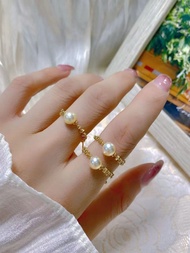 DIY Pearl Accessories S925 Pure Silver Fairy Ring Mounting Gold Silver Silver Jewelry Mounting 6-9mm