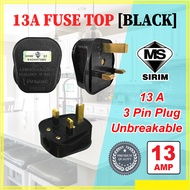 13A 3 PIN FUSED PLUG TOP 13A - BLACK PT-18W (SIRIM)