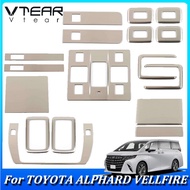 Vtear for Toyota Alphard Vellfire 2023 2024 Car Second Row Reading Light Glasses Case Seat Adjustment Switch Stainless Steel Silver Decorative Accessories