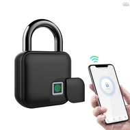 【In stock】Ť  Smart Padlock Fingerprint &amp; APP Unlocking 300mAh Rechargeable Fingerprint BT Lock Keyless 10 Sets Fingerprints IP65 Waterproof Anti-Theft Security Padlock Door Luggage