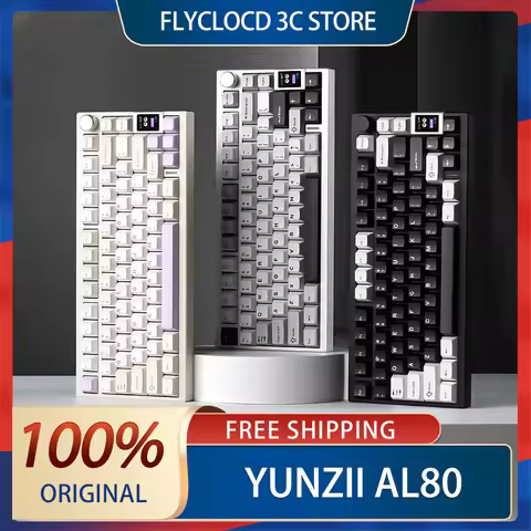 YUNZII AL80 Mechanical Keyboard Tri Mode Wireless Keyboard QMK/VIA Aluminum Alloy Keyboard with LCD 