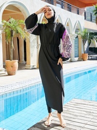 ชุดคลุมมุสลิมสำหรับผู้หญิงชุดฮิญาบชุดว่ายน้ำชุดว่ายน้ำอิสลามแขนยาวชุดว่ายน้ำสำหรับมุสลิมสวมฮิญาบ