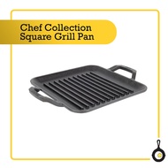 Lodge Chef Collection 11 Inch Seasoned Cast Iron Square Grill Pan