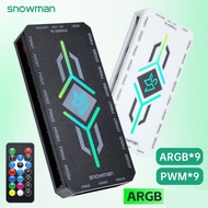 Snowman ARGB Hub ( 5V 3PIN ARGB + 4 Pin PWM ) PC Case CPU Fan Controller Remote Light Sync ARGB Conn