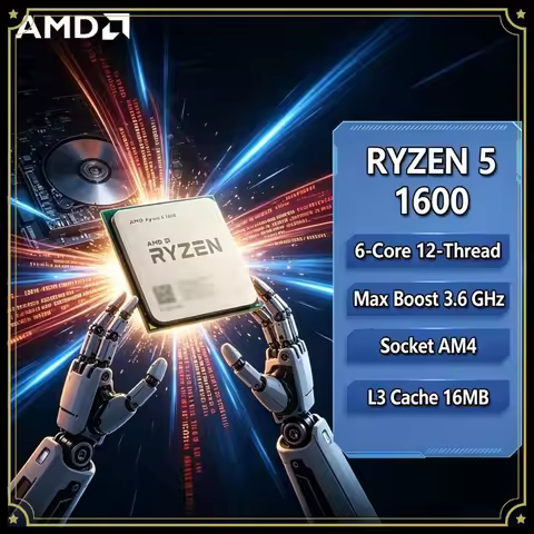 AMD Socket AM4 Ryzen 5 1600 R5 1600 3.2 GHz Six-Core Twelve Thread 65W CPU Processor YD1600BBM6IAE