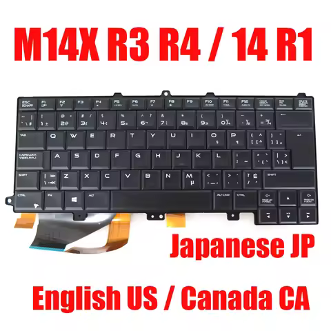 JP US CA Laptop Keyboard For Alienware M14X R3 R4 / 14 R1 085J6M 09KF83 0TTCD0 NSK-LB0BC Japanese En