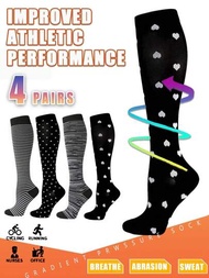 4對銅質厚縮襪女士男士 15-15mmhg 膝蓋高懷孕哺乳期醫療運動金色循環保健長襪襪長袜