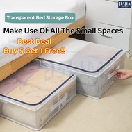 <Buy 5 Free 1> SG Seller Transparent Thickened folding bed bottom steel frame box fabric quilt stora