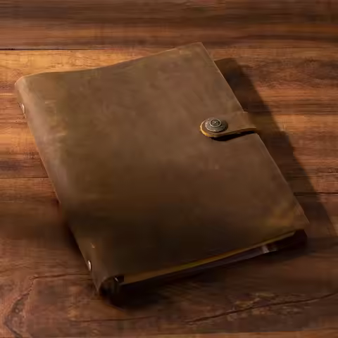 Handmade Traveler's Note Book Notebook Brown Genuine Leather Cowhide Leather Diary Vintage Loose Lea