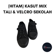 B BEST Laces Velcro Mix Black Shoes School Primary - Saiz 27-36 - Kasut Hitam Sekolah Rendah Mix