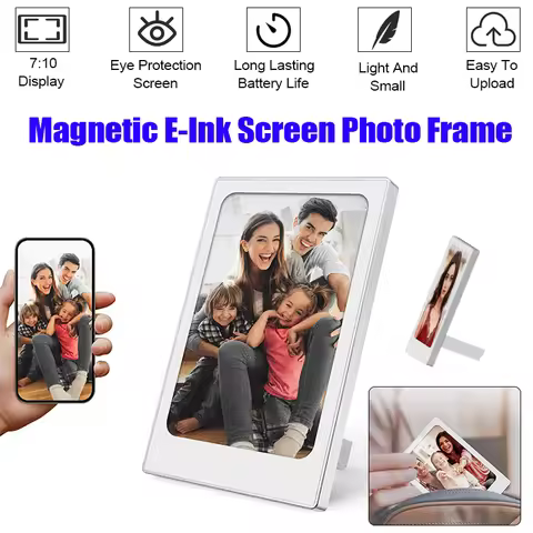 Magnetic E-Ink Screen Photo Frame with 4-inch HD Color Screen Bluetooth Connection DIY Wall-Mounted 