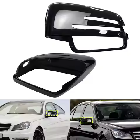 2x Gloss Black Wing Door Mirror Caps Cover For Mercedes W221 W204 W246 W176 C218