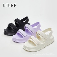 UTUNE Womens Sandals Nylon Strip Beach Style Sandal Casual Soft Sole Non-Slip Flat Beach Shoes Women