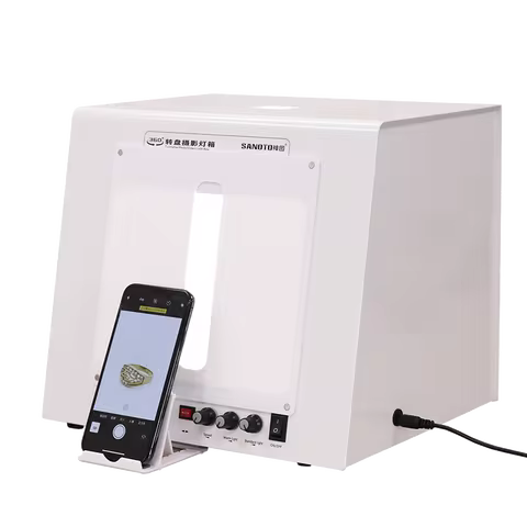 SANOTO Mini Photo Studio Photography Light Box Softbox Built-in Rotating Turntable For Jewelry Photo