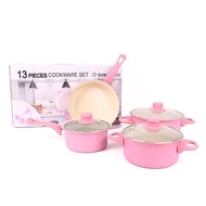 Cookware Sets 13 Pcs Pink Kitchen Ware non stick granite dessini cookware set cooking wok with cocin