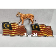 1 PAIR / 2 PCS JALUR GEMILANG MALAYSIA FLAG ALUMINIUM ALLOY + EPOXY LOGO EMBLEM BADGE STICKER DECAL
