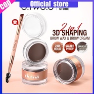 Cosmetics With Brush 2 In 1 Eyebrow Cream O.TWO.O Lasting Waterproof 3 Colors