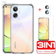3 in 1 Clear Tempered Glass Huawei Nova 10 Se Y61 Y90 Y70 8i 7 9 Se 5T 3i P30 Lite Transparent Shockproof TPU Back Clear Cover jelly Case Cases Covers Lens Protection