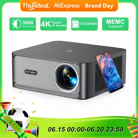 ThundeaL 3000Ansi 4K Full HD Projector TD98Pro 2G 32G Home Theater WiFi Android Portable Samrt TV Ci