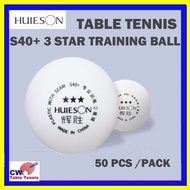 Huieson S40+ 3-Star Professional Training  Ball 50 pcs per packT able Tennis Ball Bola Ping Pong