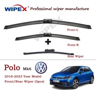 (Front/Rear Wiper Blade 3pcs) VW POLO AW BZ MK6 for 2018 to 2023 Volkswagen Polo Car Window Wipers (