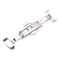 Coolmanloveit Stainless Steel Solid Double Push Button Butterfly Buckle Clasp For Watch Strap 12-24MM