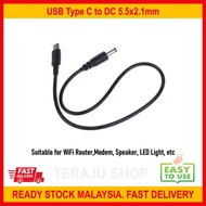 UsbC Type C to DC 5.5x2.1mm 12V Power Cable Converter Adapter Line for Wifi Router Modem