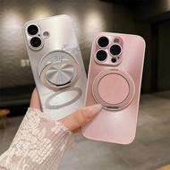 360 Degree Rotating Ring Stand Cover for iPhone 16 Pro Max 16 Plus 15 Pro 14 13 12 Matte Coated Lens
