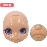 DBS Blythe Little Doll Head Full Plastic Jointed Unpainted No Makeup Mouth Open Show Teeth Adjustabl