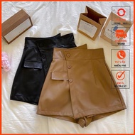 Fashion High Waist Women's Leather Skirt Pants m333, Korean style high quality faux leather skirt pa