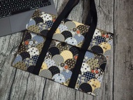 英國製作 和風黑灰金邊彩扇 手挽筆電保護套 switch平板電腦包