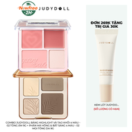 Combo Judydoll Bảng Highlight Và Tạo Khối 4 Màu - 02 Tông Ấm 9g + Phấn Má Hồng & Bắt Sáng 4 Màu - 02