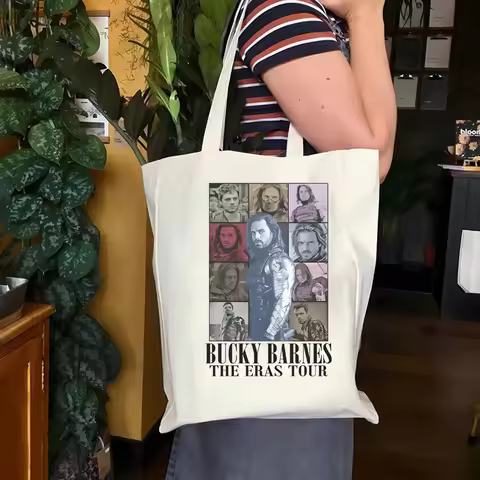 Sebastian StanThe Eras Tour Women's Fashion Shoulder Bag Retro Casual Street White Shopping Bag Buck