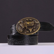 3.7cm Men's Brown Eagle Belt, Golden Eagle Fashion Buckle, Retro Jeans, Casual Belt